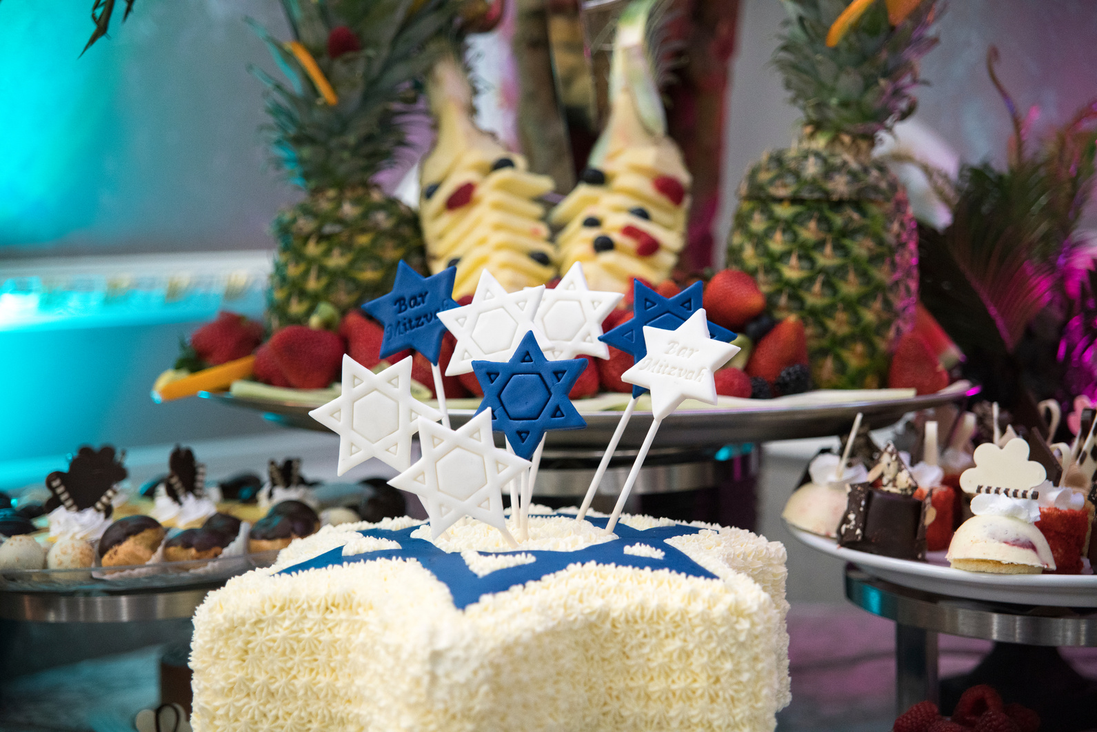 Restaurant's banquet room decorated for Bar Mitzvah