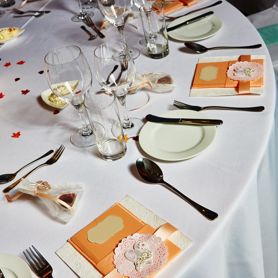 Elegant Table Setting in Wedding Reception 